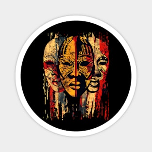 3 faces African Masks, African Art Magnet